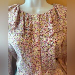 J. CREW Floral Ruffle Button down Blouse  SzM